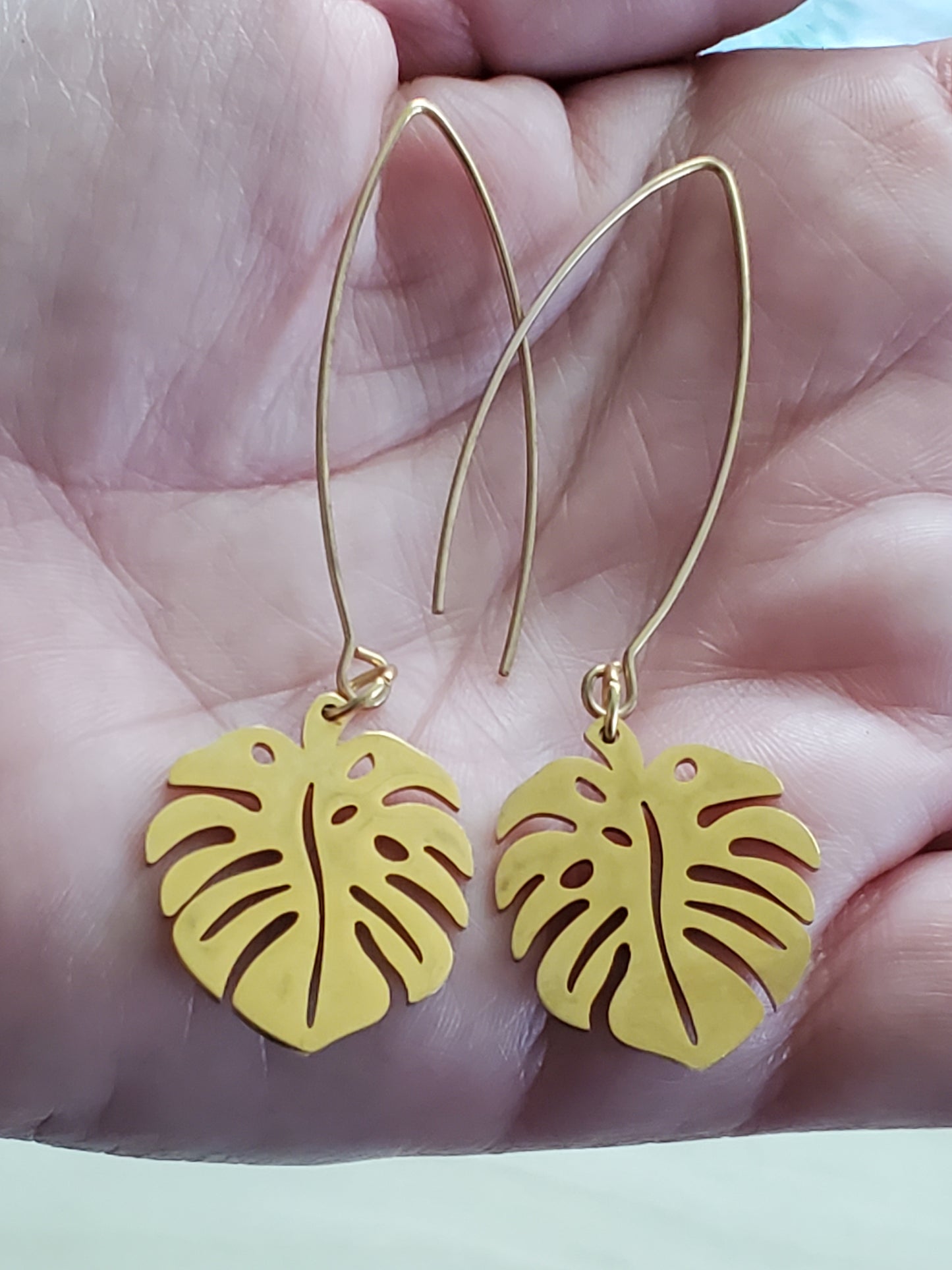 Welcome Spring Monstera Tropical Leaf Earrings