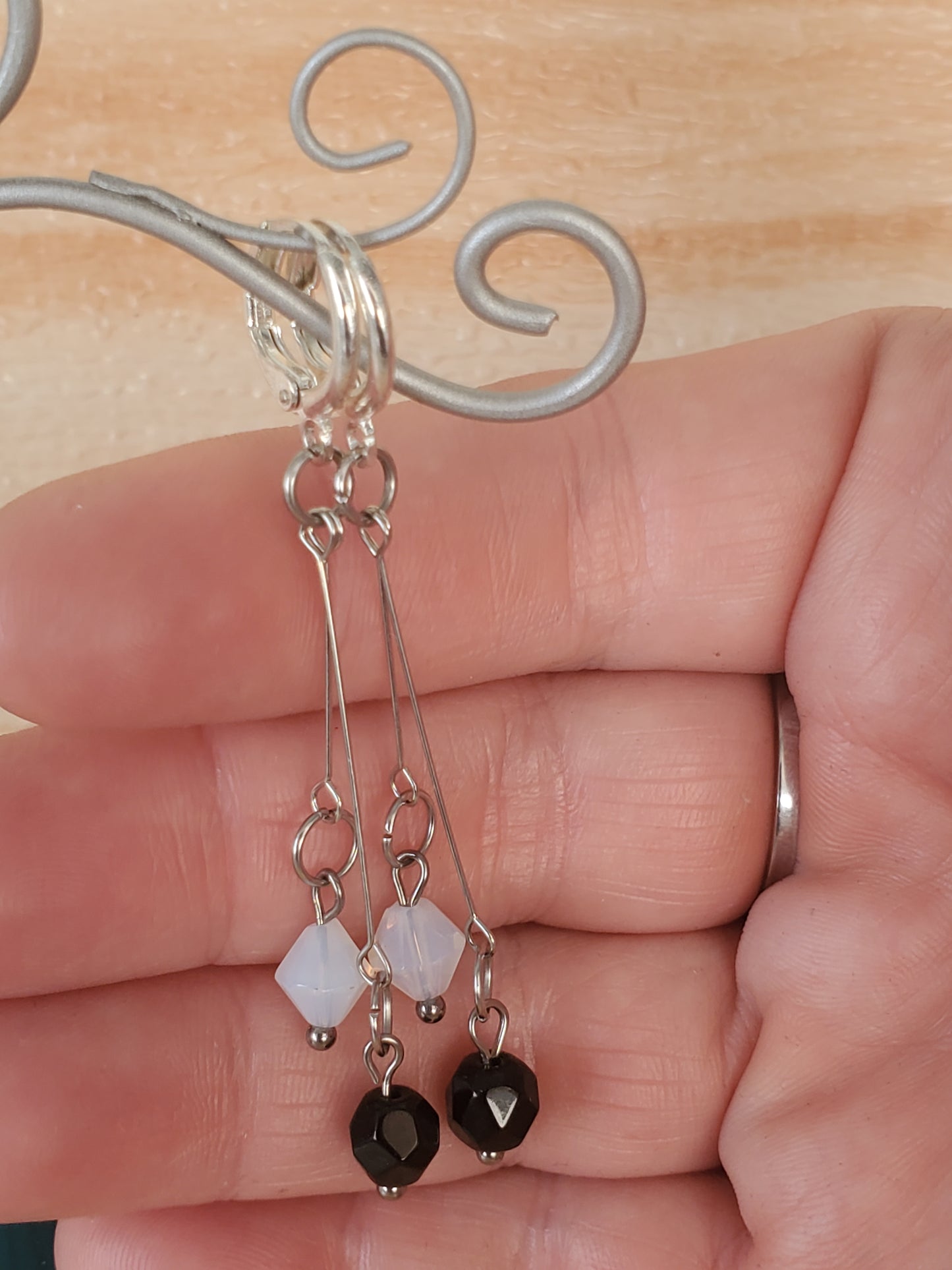 Double Dangle Crystal Earrings, Round Lever-Backs